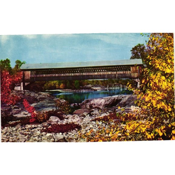 Covered Bridge Pemigewasset River Woodstock New Hampshire Postcards - Picture 1 of 2